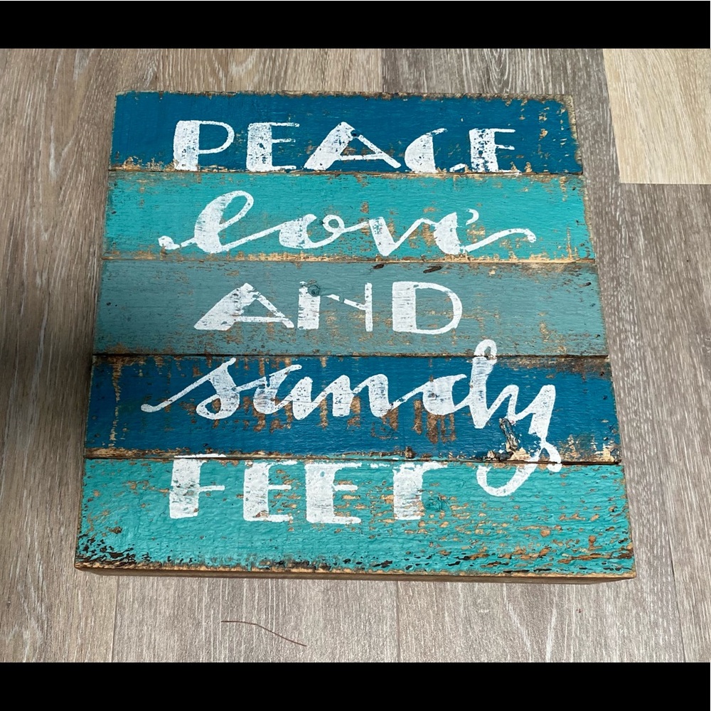 Beach-Themed Wood Box Sign NWT